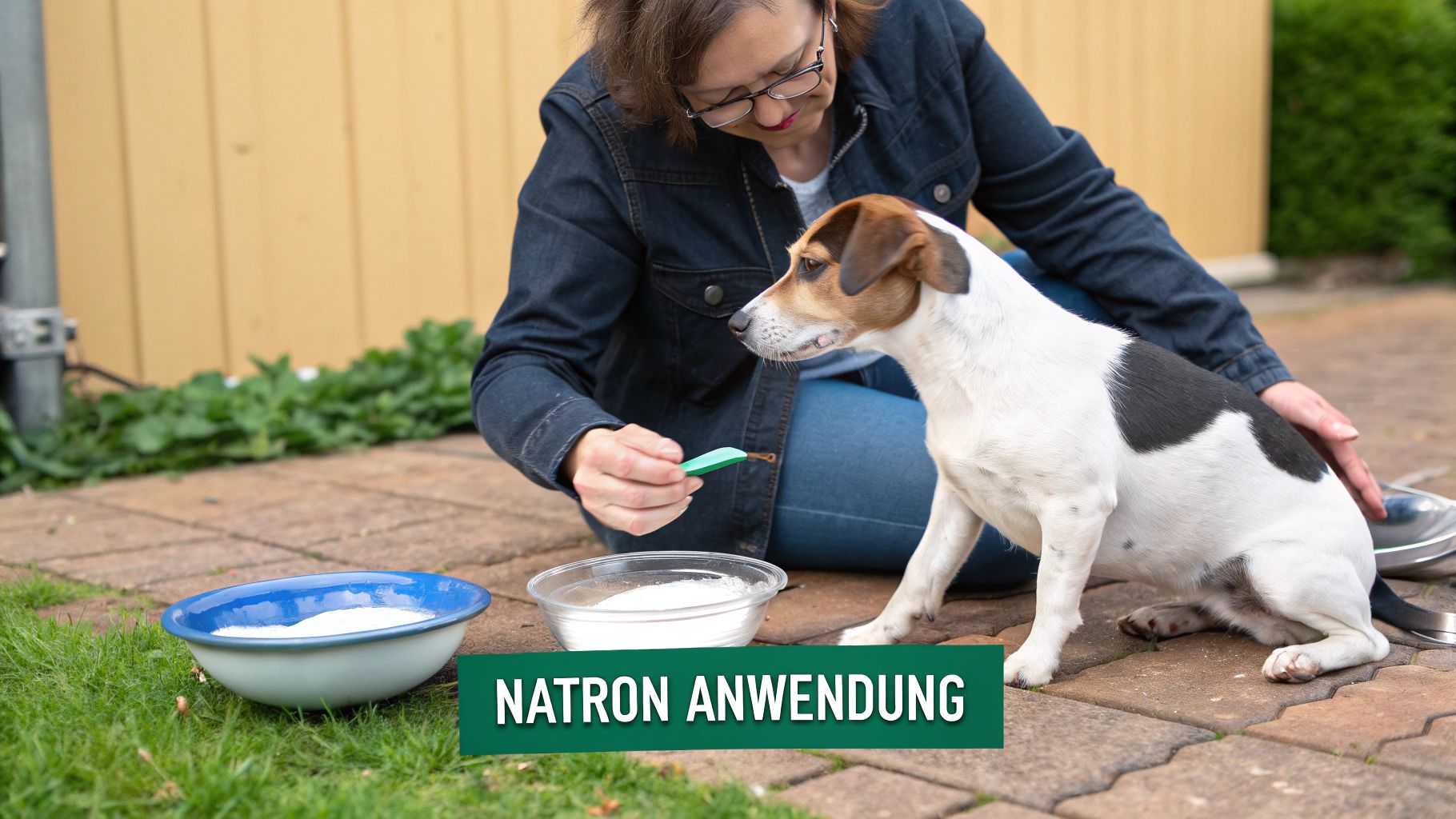 Ein glücklicher Hund wird in einer Badewanne gebadet