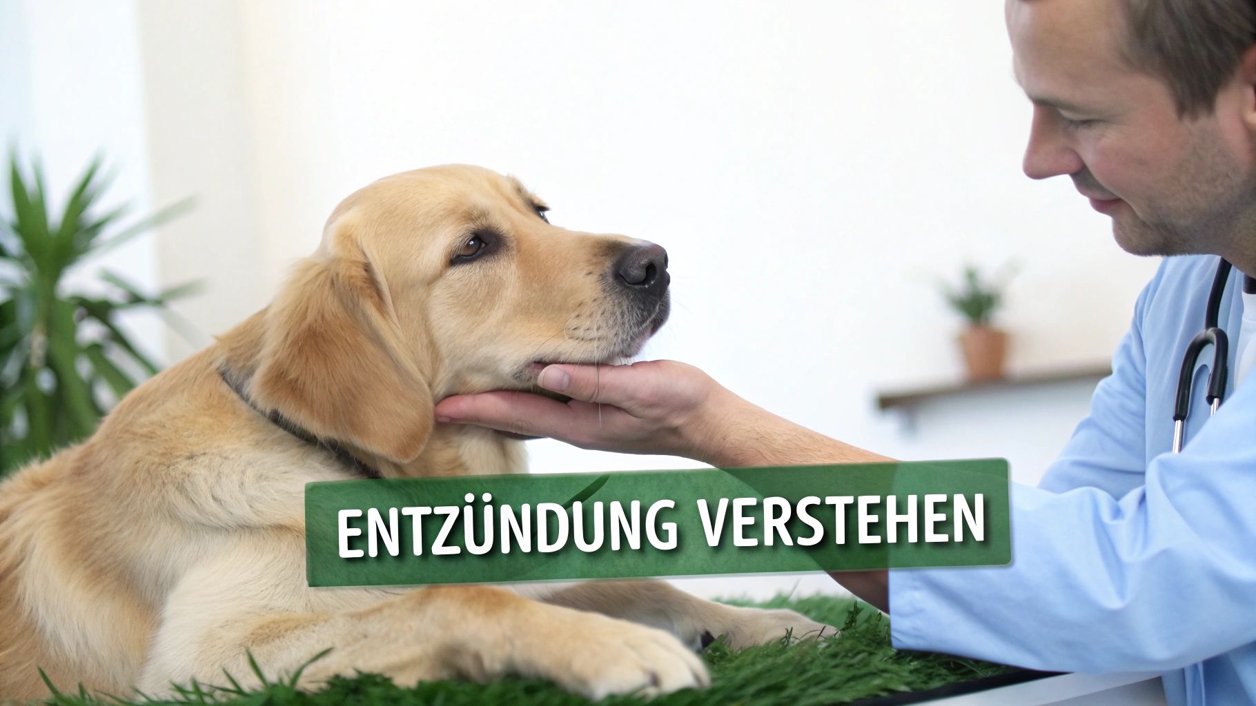 Ein nachdenklicher Hund liegt auf dem Boden und schaut in die Kamera