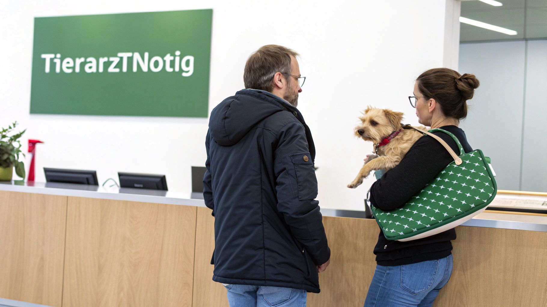 Ein Tierarzt untersucht einen Hund auf dem Untersuchungstisch