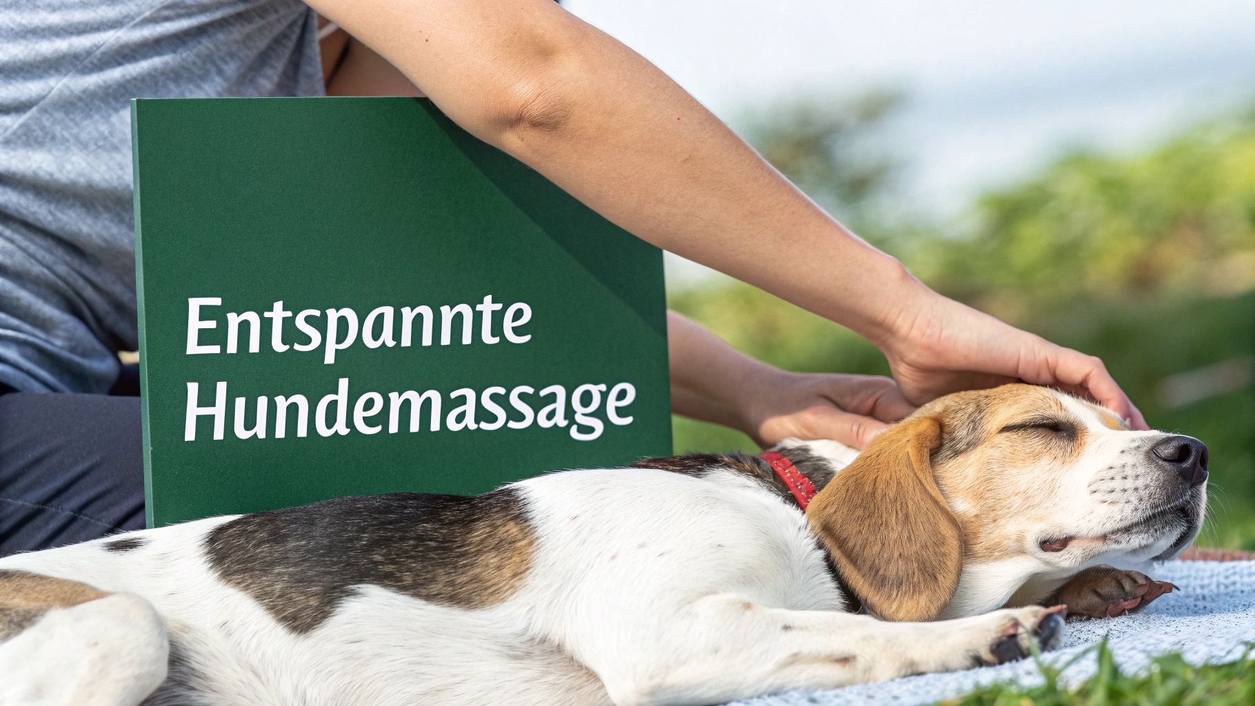 Hund wird sanft massiert, um seine Gelenkschmerzen zu lindern.