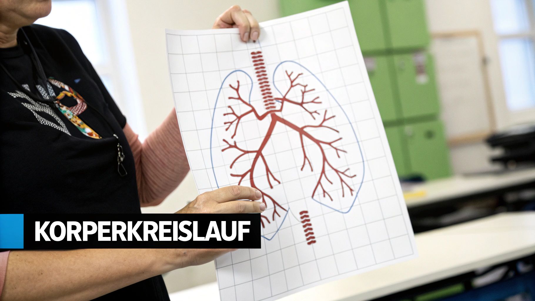 Beschriftung des großen Kreislaufs im Herz-Kreislauf-System