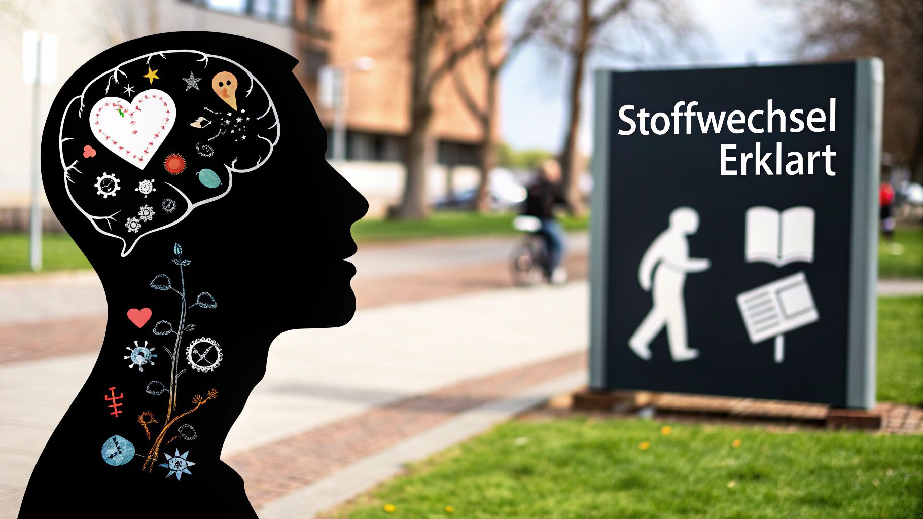 Ein stilisiertes Bild, das die biochemischen Prozesse des Stoffwechels im menschlichen Körper darstellt