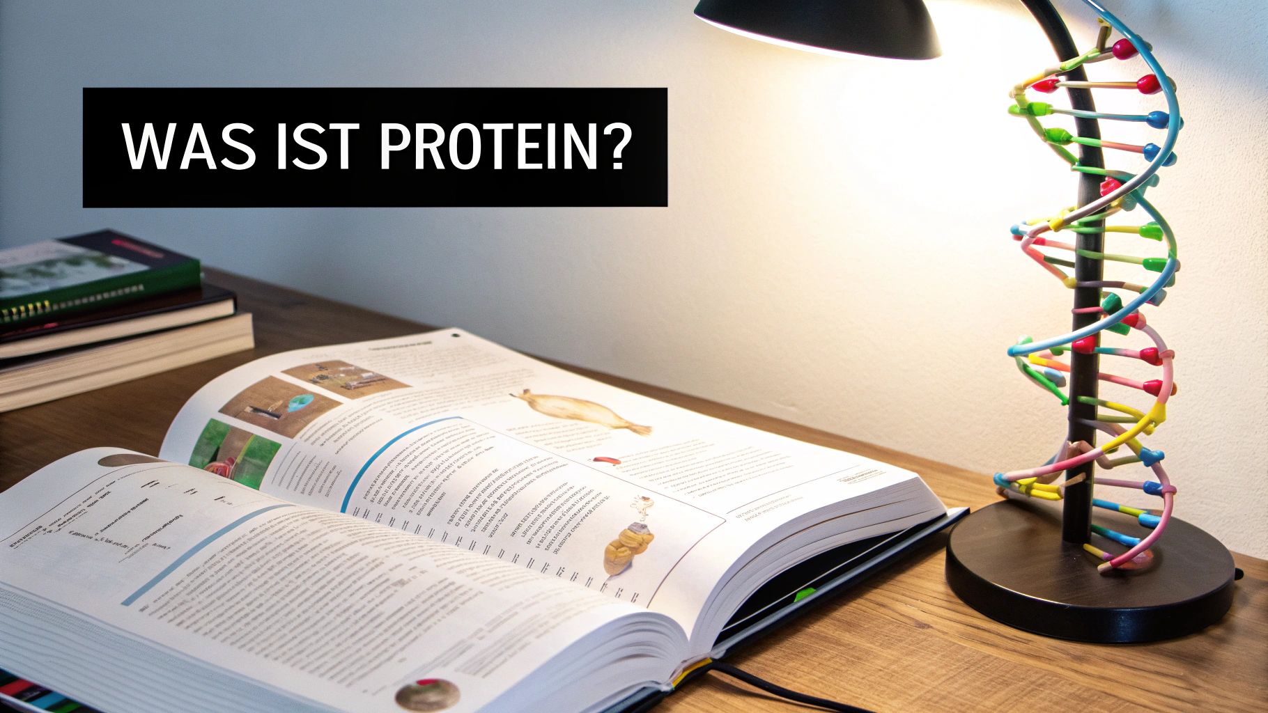 Illustration der Proteinbiosynthese mit DNA, mRNA und Ribosomen