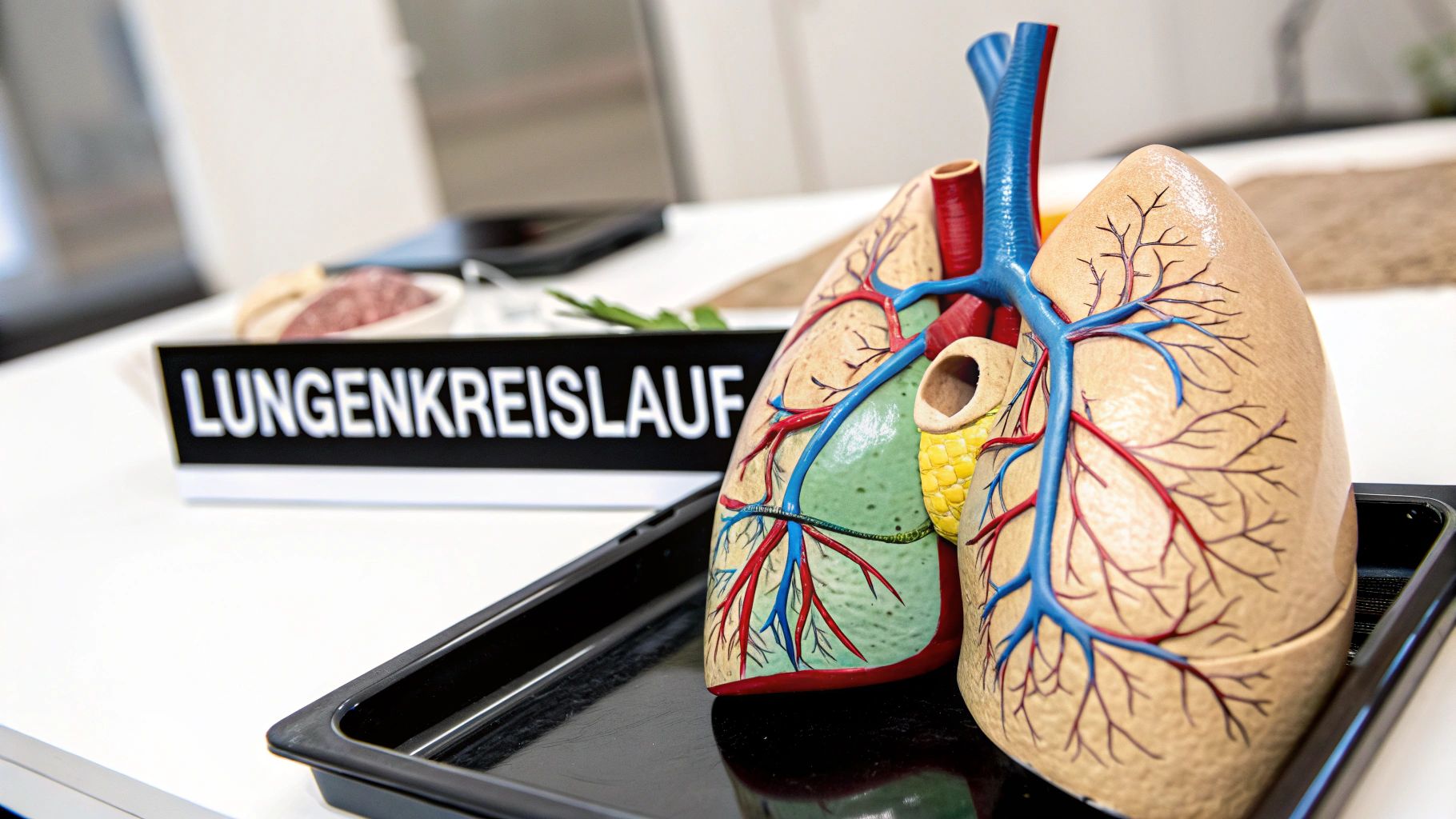 Beschriftung des kleinen Kreislaufs im Herz-Kreislauf-System