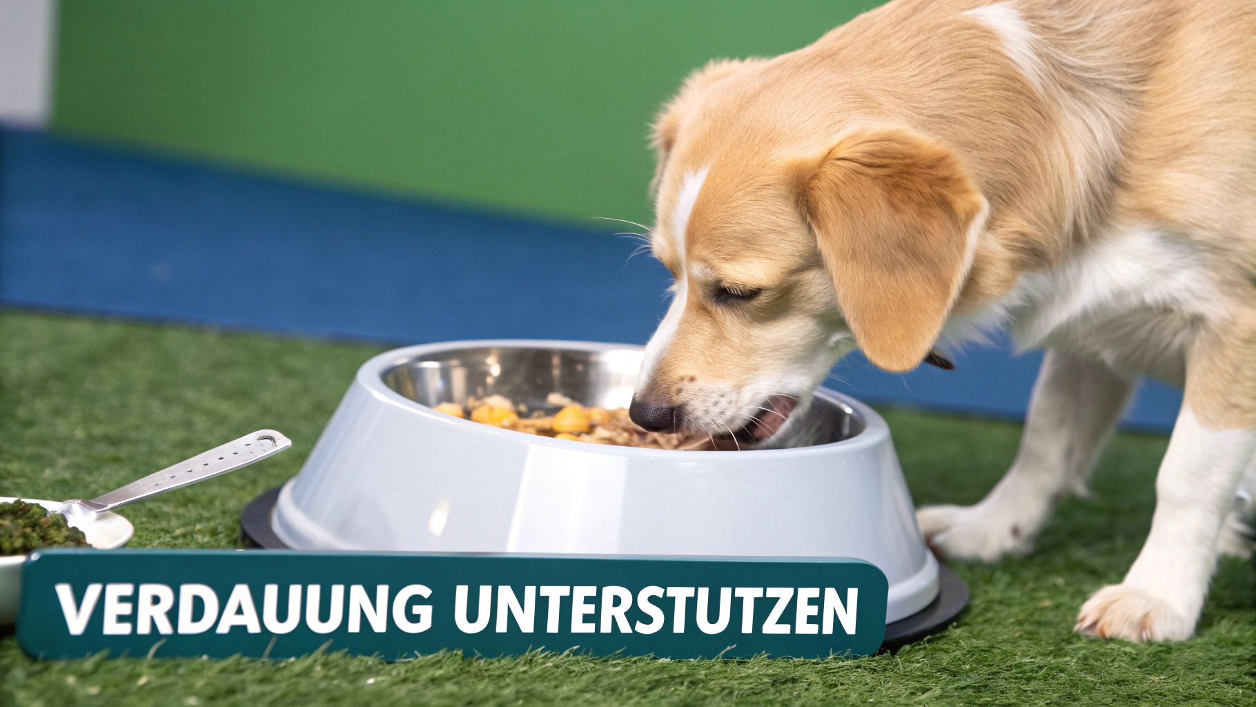 Ein besorgter Hund liegt auf einer Decke und wird von seinem Besitzer gestreichelt