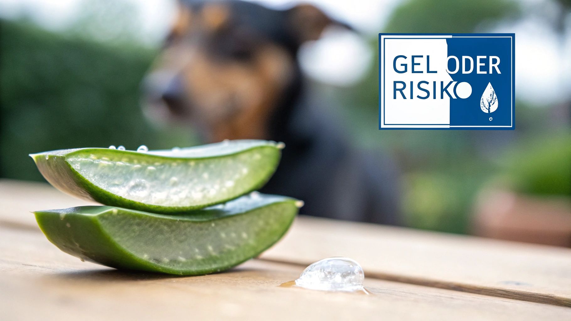 Aloe Vera Blätter liegen neben einer Schüssel mit Aloe Vera Gel