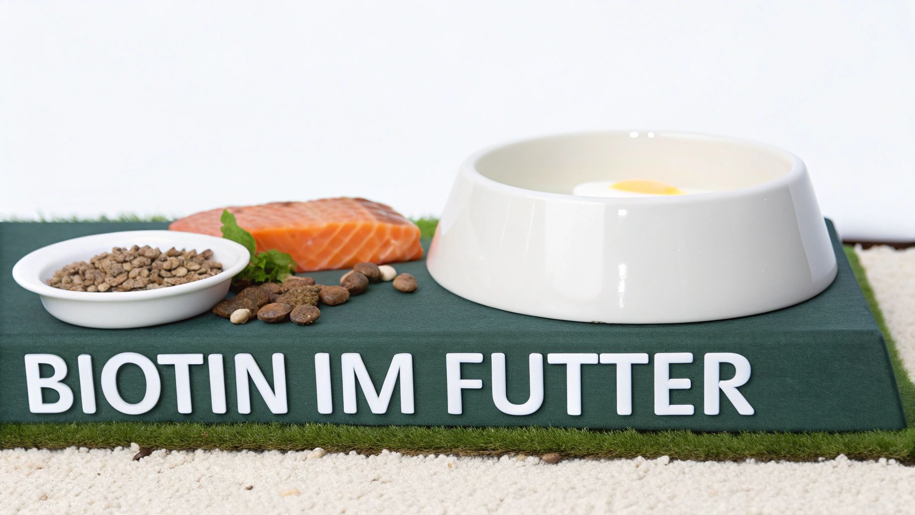 Schüssel mit hundefreundlichen Lebensmitteln wie Lachs, Eiern und Gemüse