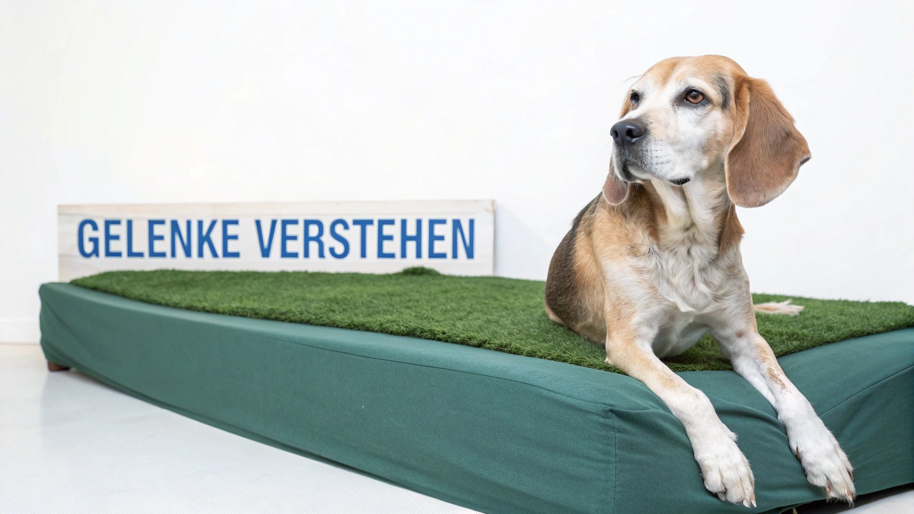 Ein nachdenklicher Golden Retriever liegt auf einem Holzboden und schaut in die Kamera, was die Notwendigkeit unterstreicht, die Anzeichen von Gelenkschmerzen zu verstehen