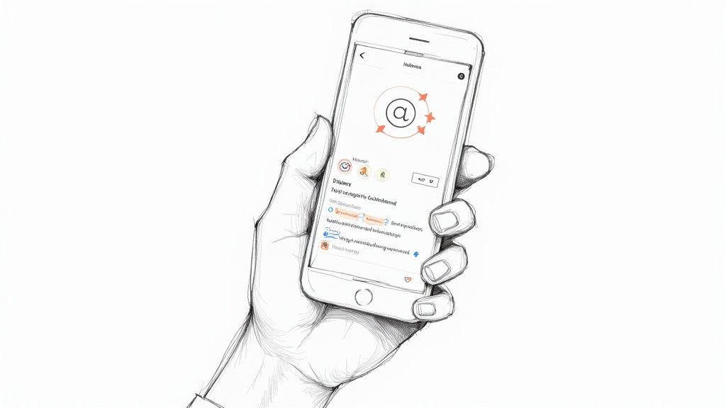A close-up of a finger tapping the comment icon on Instagram on a smartphone screen