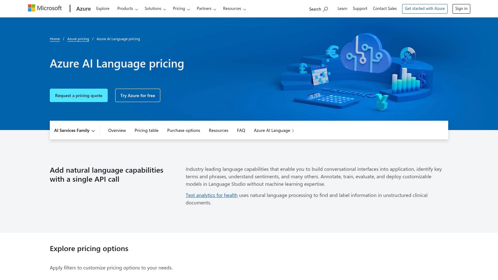 Microsoft Azure AI Language (Text Analytics / Opinion Mining)