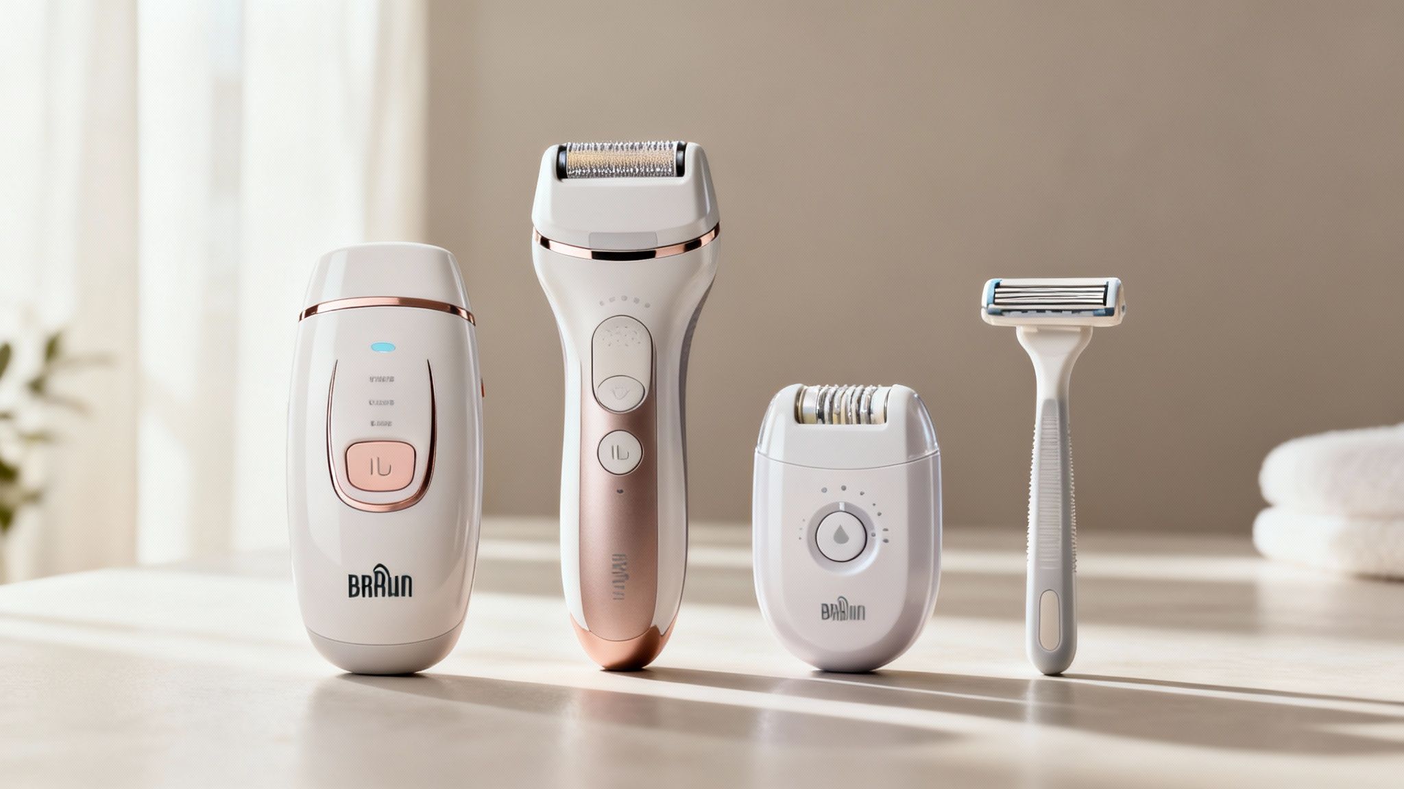 O comparație vizuală a diferitelor metode de epilare, inclusiv un aparat IPL Braun