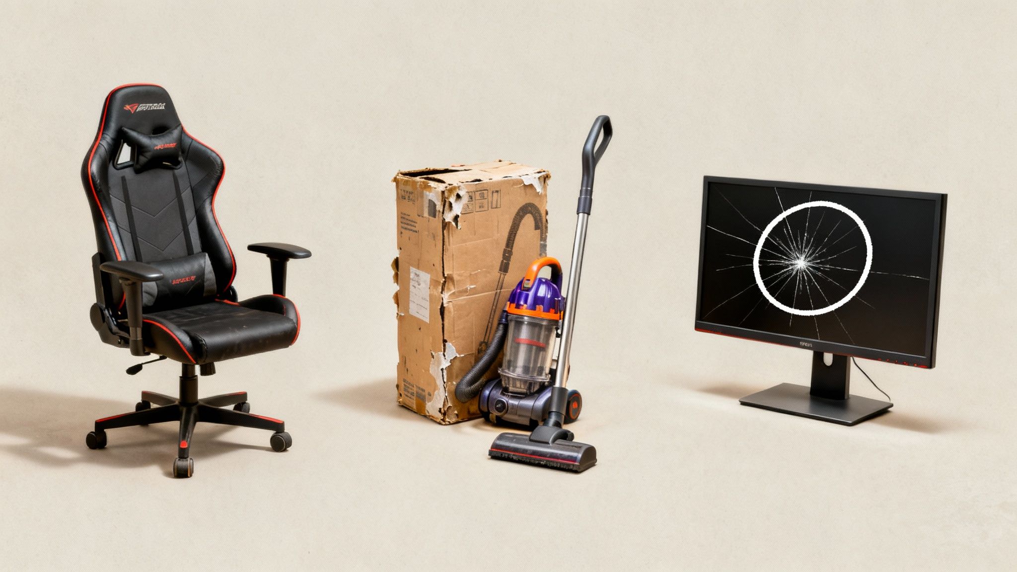 O persoană analizează cu atenție un produs electronic pe un birou, comparându-l cu descrierea de pe laptop.