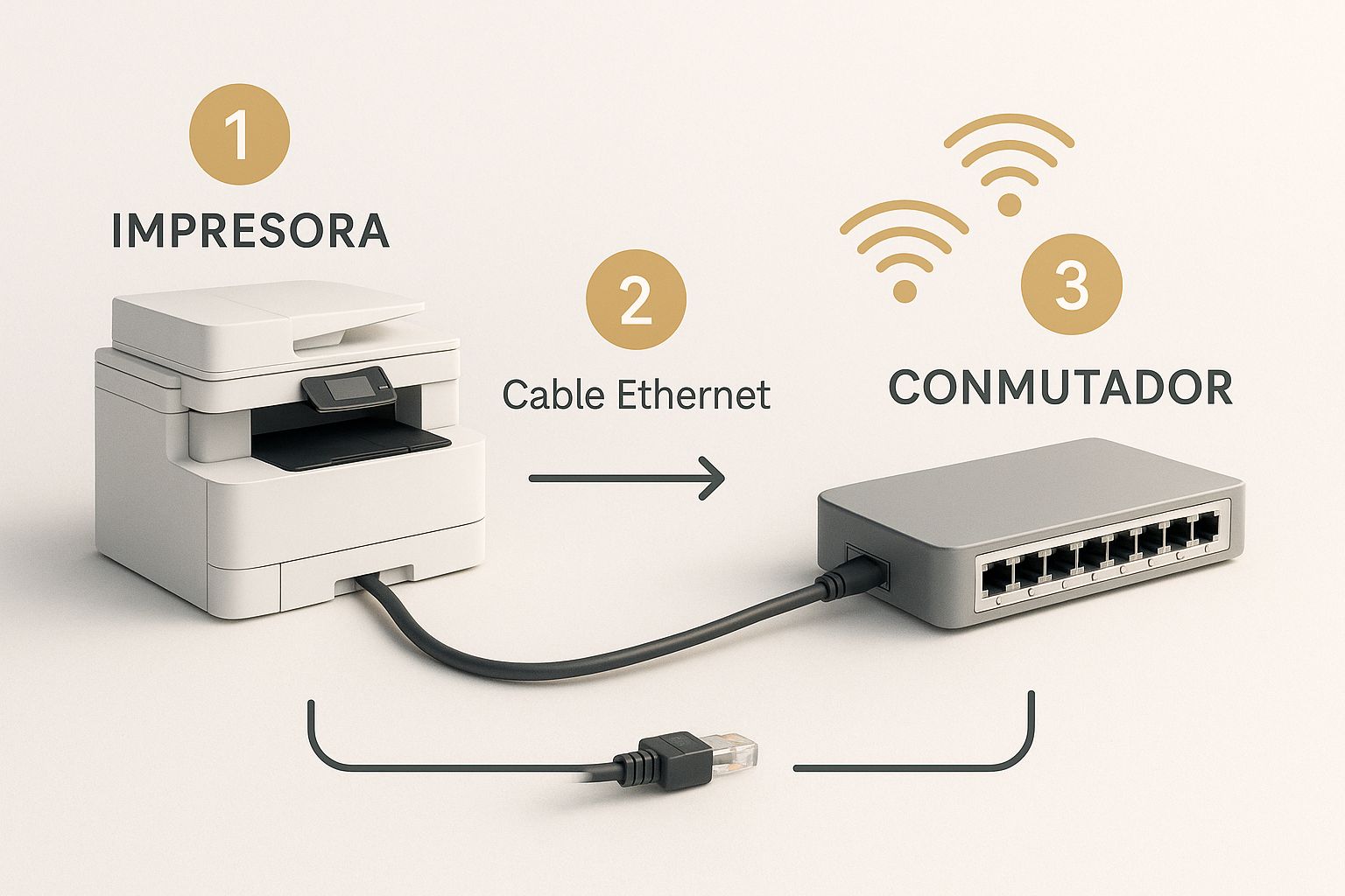 Infographic about configurar impresora en red