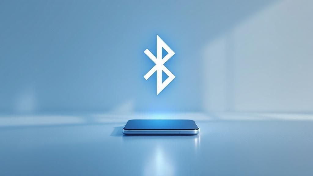 Una persona frustrada mirando su teléfono porque la conexión Bluetooth no funciona.
