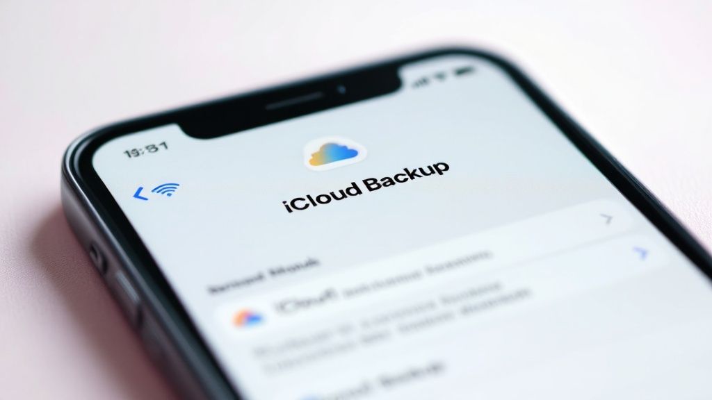 Captura de pantalla de la configuración del Respaldo en iCloud en un iPhone, mostrando el interruptor activado.
