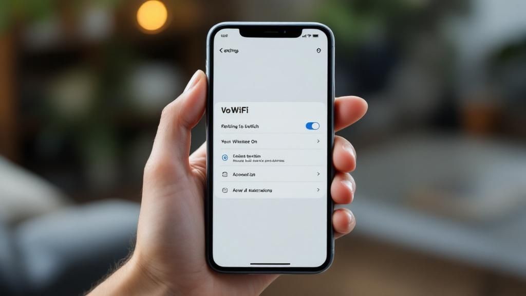 Una persona configurando las llamadas WiFi en su smartphone