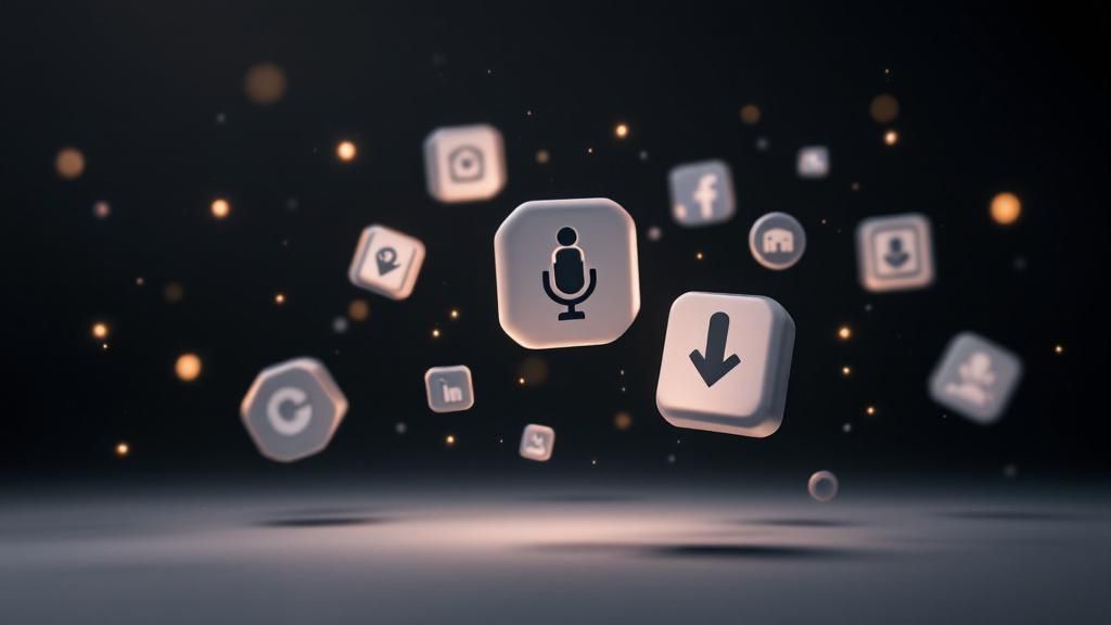 Una selección de íconos de aplicaciones populares como Zapier, Power Automate, Google Sheets e IFTTT dispuestos en una cuadrícula, representando la conexión y automatización entre diferentes servicios.