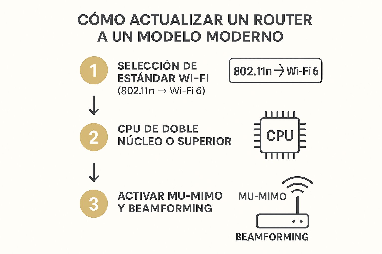 Infographic showing key data about Actualización del router a modelos más modernos