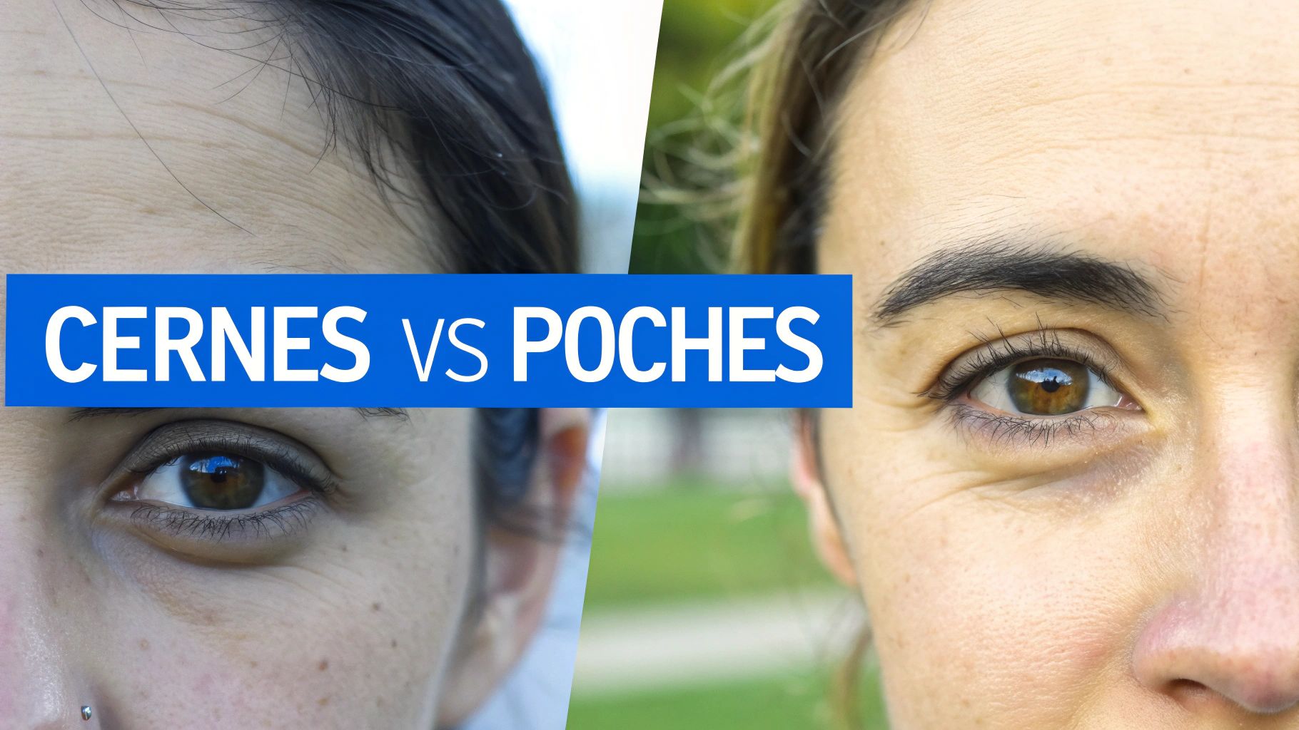 Image comparative montrant les différences visuelles entre les cernes et les poches sous les yeux.