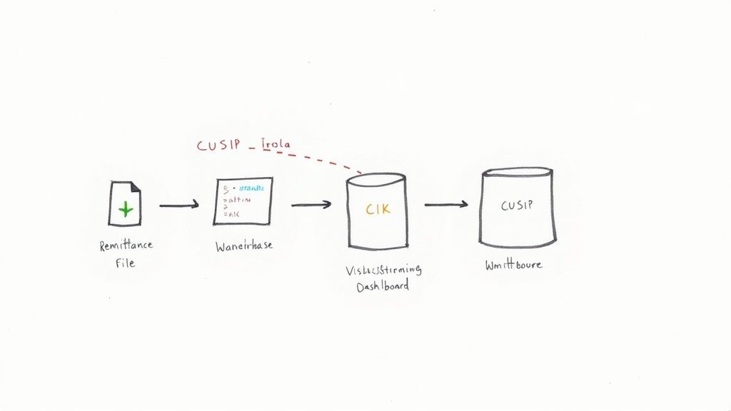 A diagram showing a sample system architecture for mortgage backed securities software, with data flowing from sources to a central platform and then to various analytical tools.