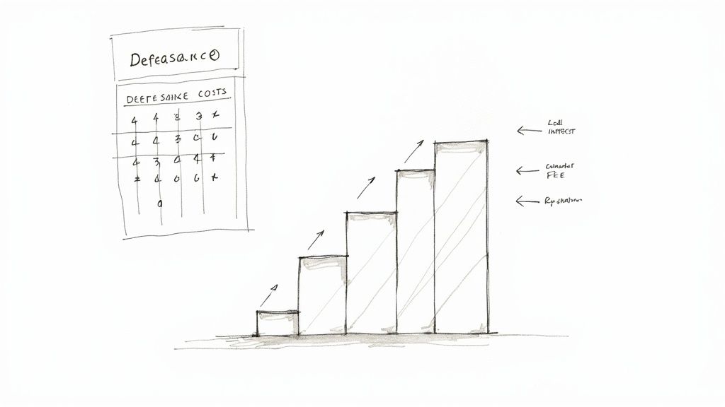Calculator and documents representing the cost of defeasance
