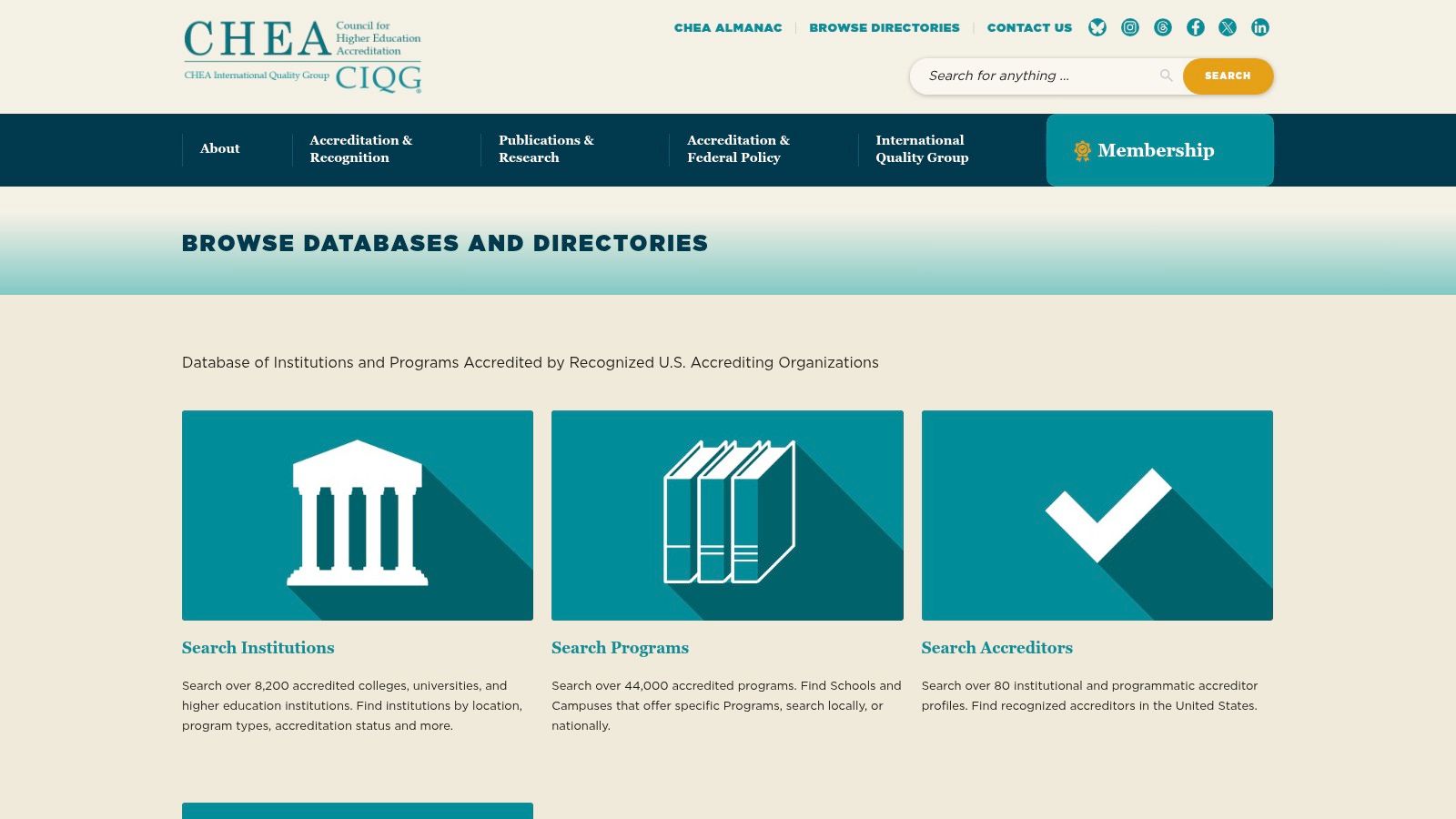 CHEA (Council for Higher Education Accreditation) – Directory of Accredited Institutions & Programs