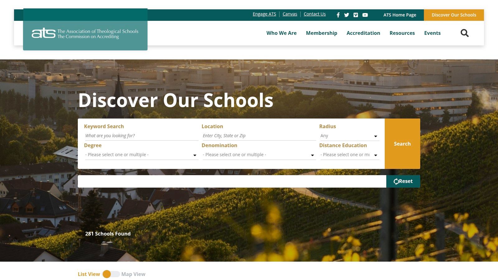 Association of Theological Schools (ATS) – Member Schools & Program Search