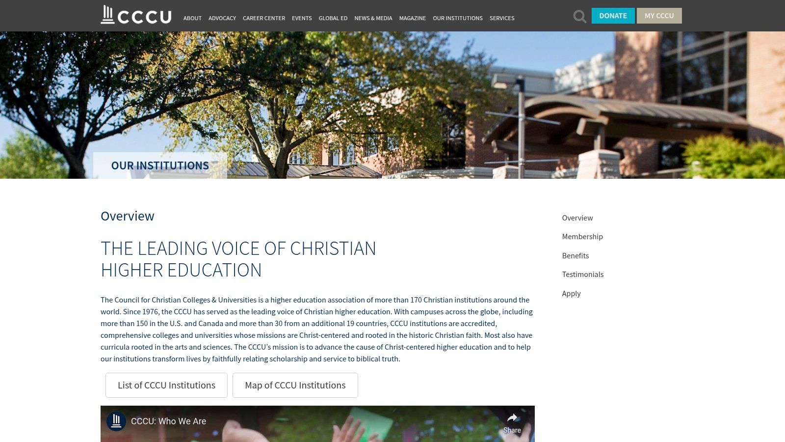 Council for Christian Colleges & Universities (CCCU) – Institution Directory & Map