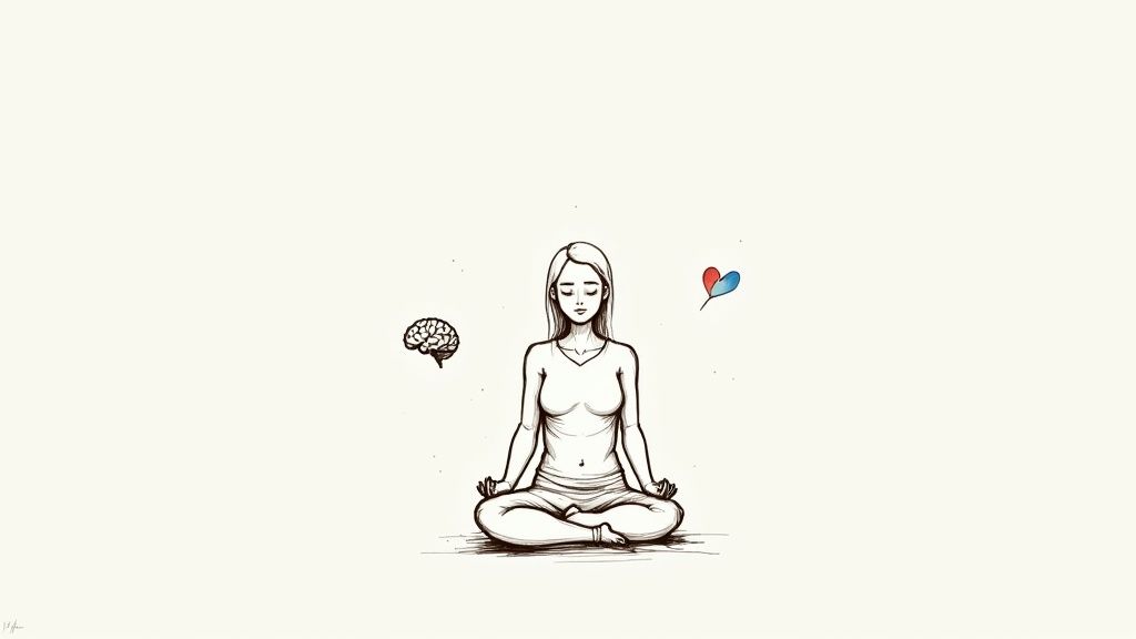 Teenager sitting calmly at a desk with eyes closed, practicing mindfulness before studying.