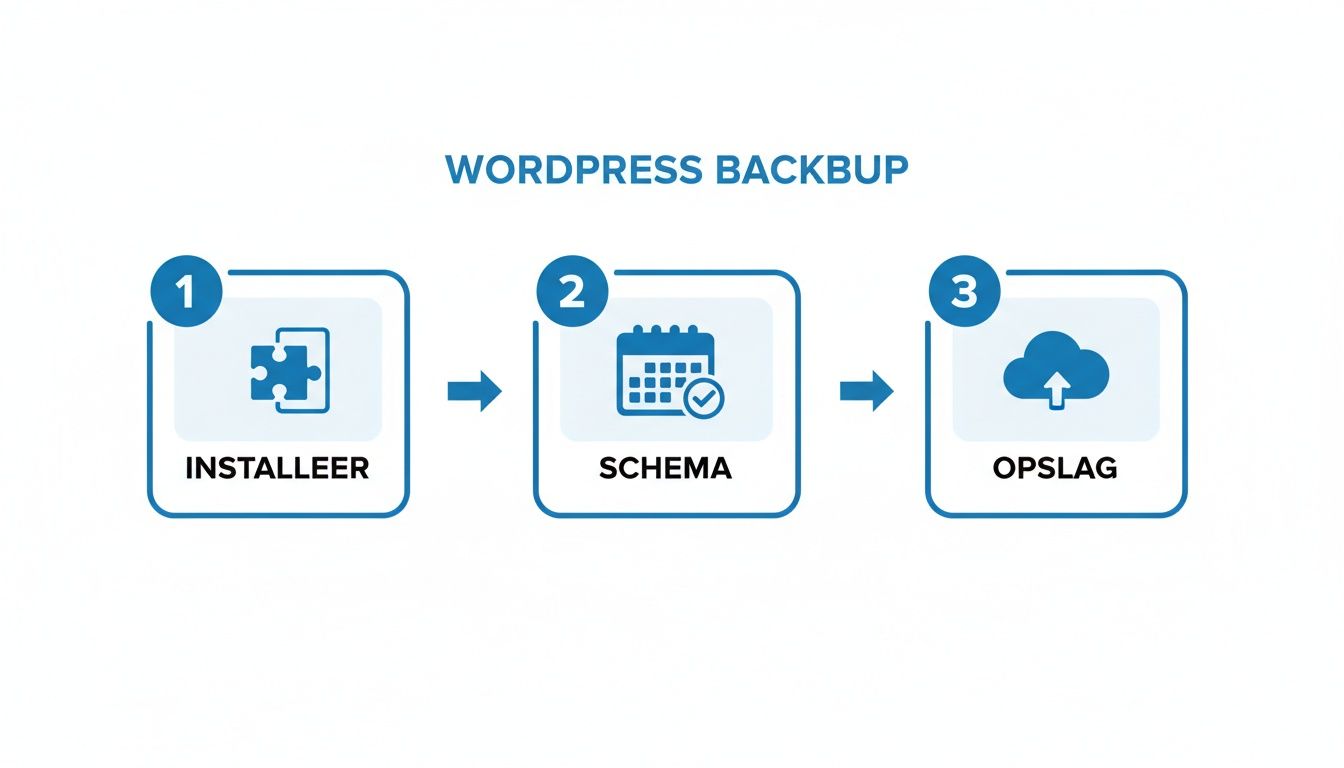 Stappenplan voor WordPress backup: Installeer een plugin, plan een schema en sla je website veilig op in de cloud.