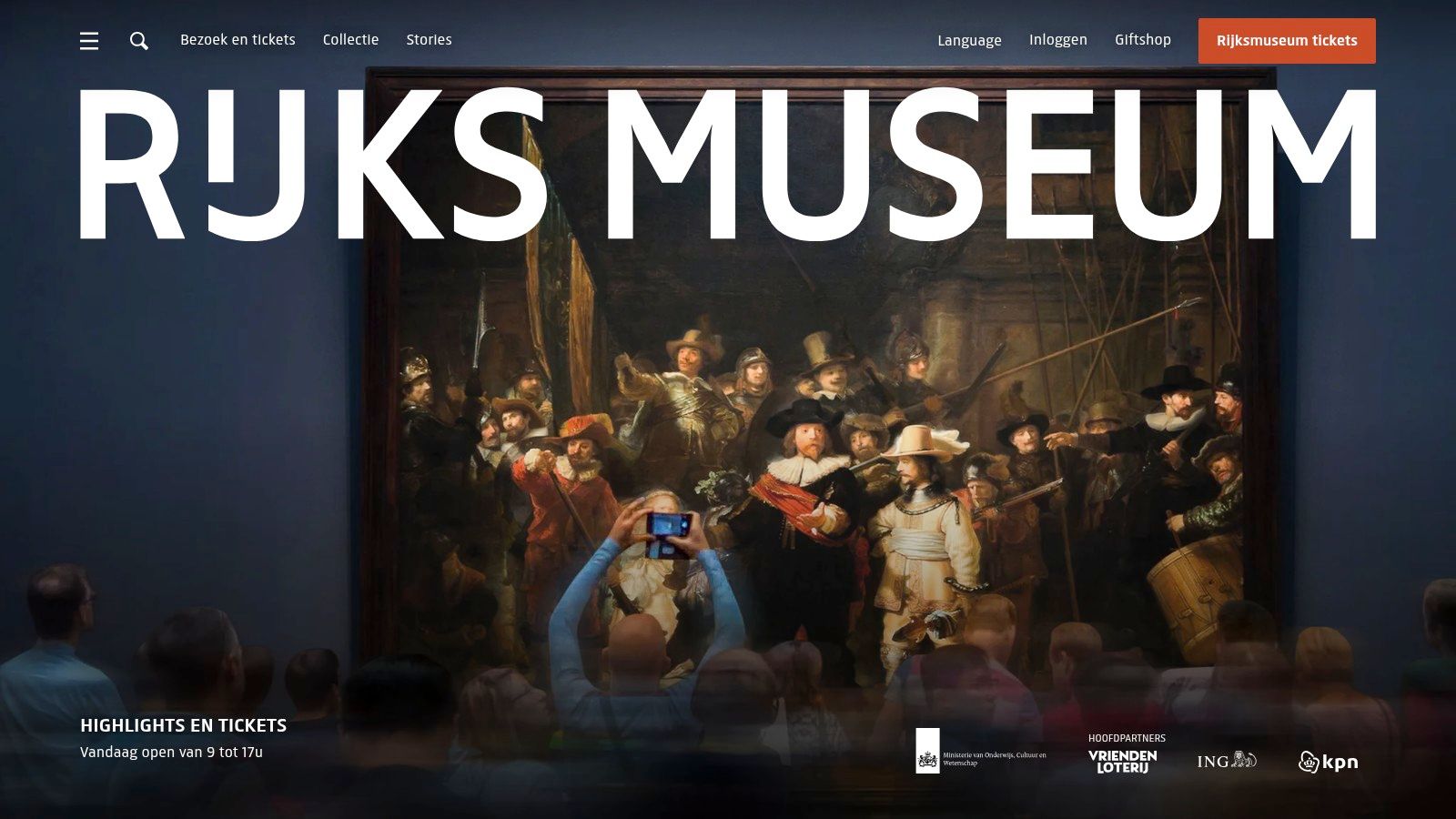 De homepage van het Rijksmuseum als bron voor het gratis afbeeldingen zoeken van historische kunst