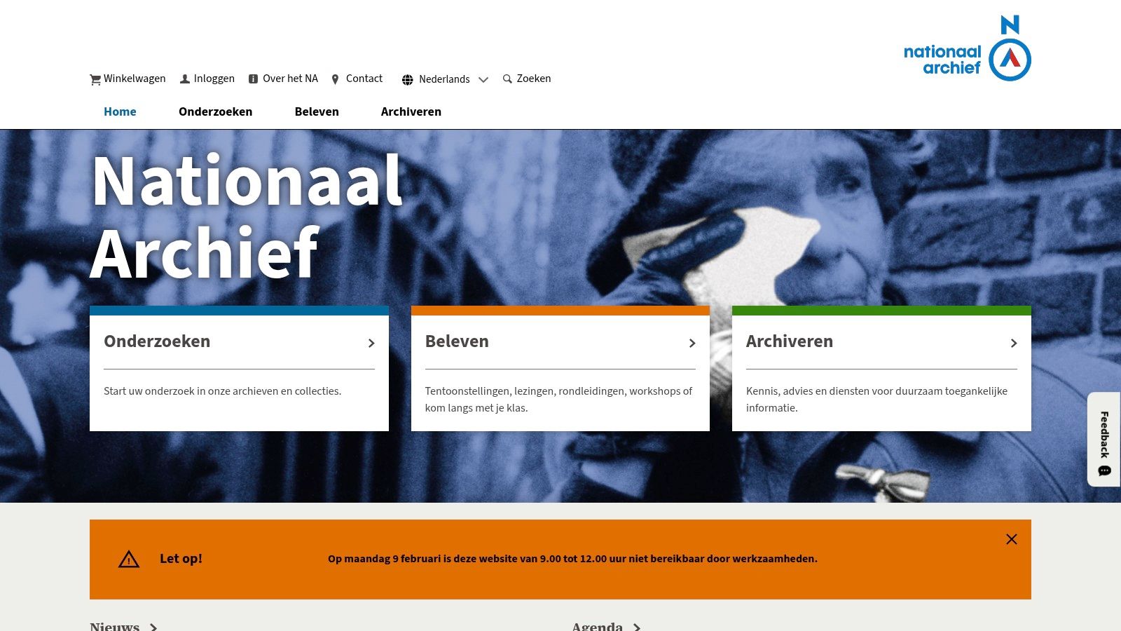 Een voorbeeld van de Nationaal Archief-interface voor het zoeken naar gratis afbeeldingen