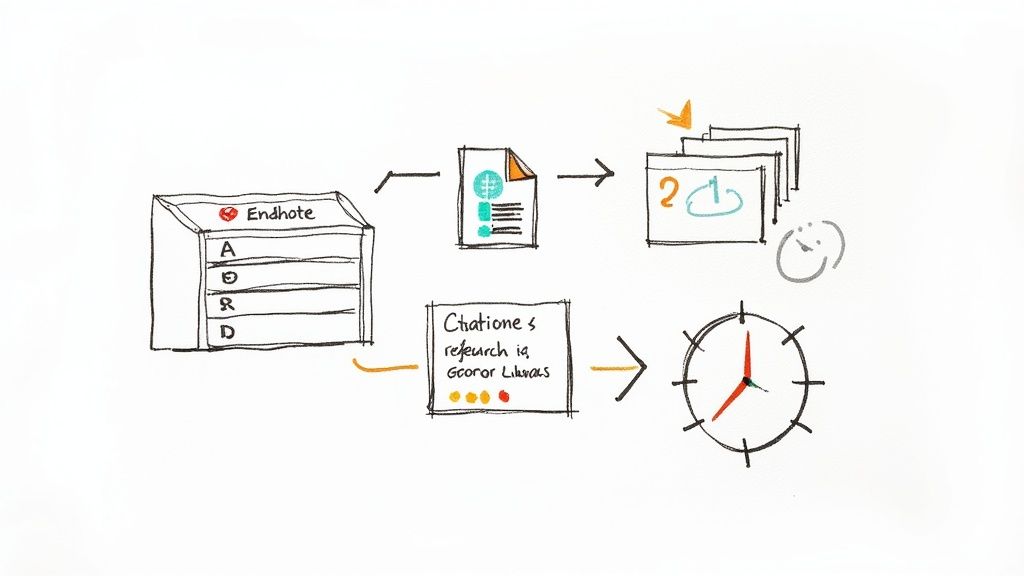 A person working on a laptop with a focused expression, representing the efficiency of using citation add-ons in Google Docs.