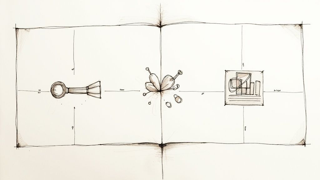 A person at a desk with papers and charts, symbolizing the process of planning research methodology.