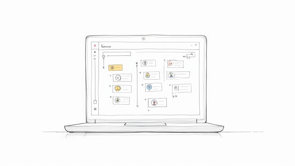 A person using multiple digital devices, showing the integration of various tools in a project plan.