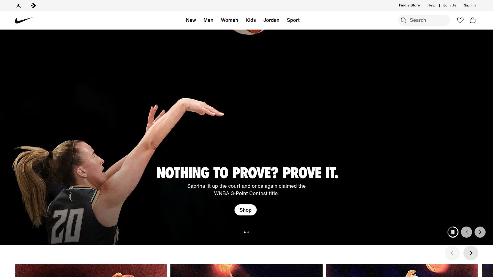 Nike website screenshot