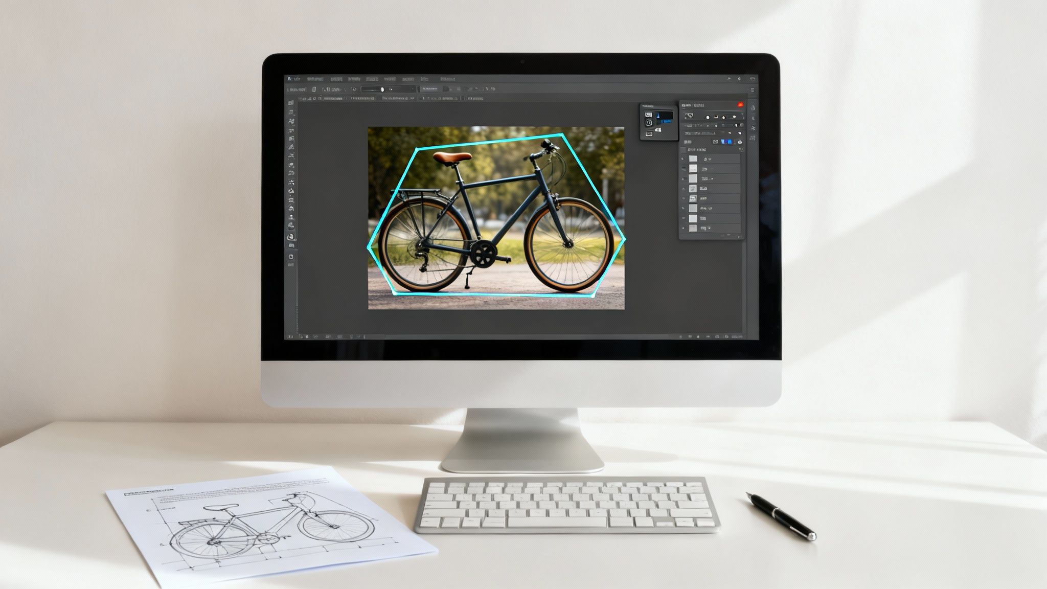 A digital illustration showing various annotation types like bounding boxes and polygons being applied to an image.