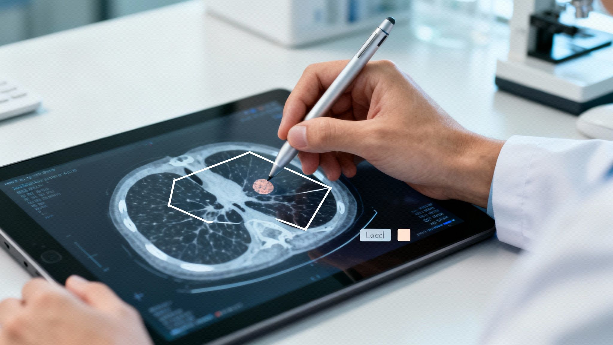 Sample of annotated medical image showing tumor contours