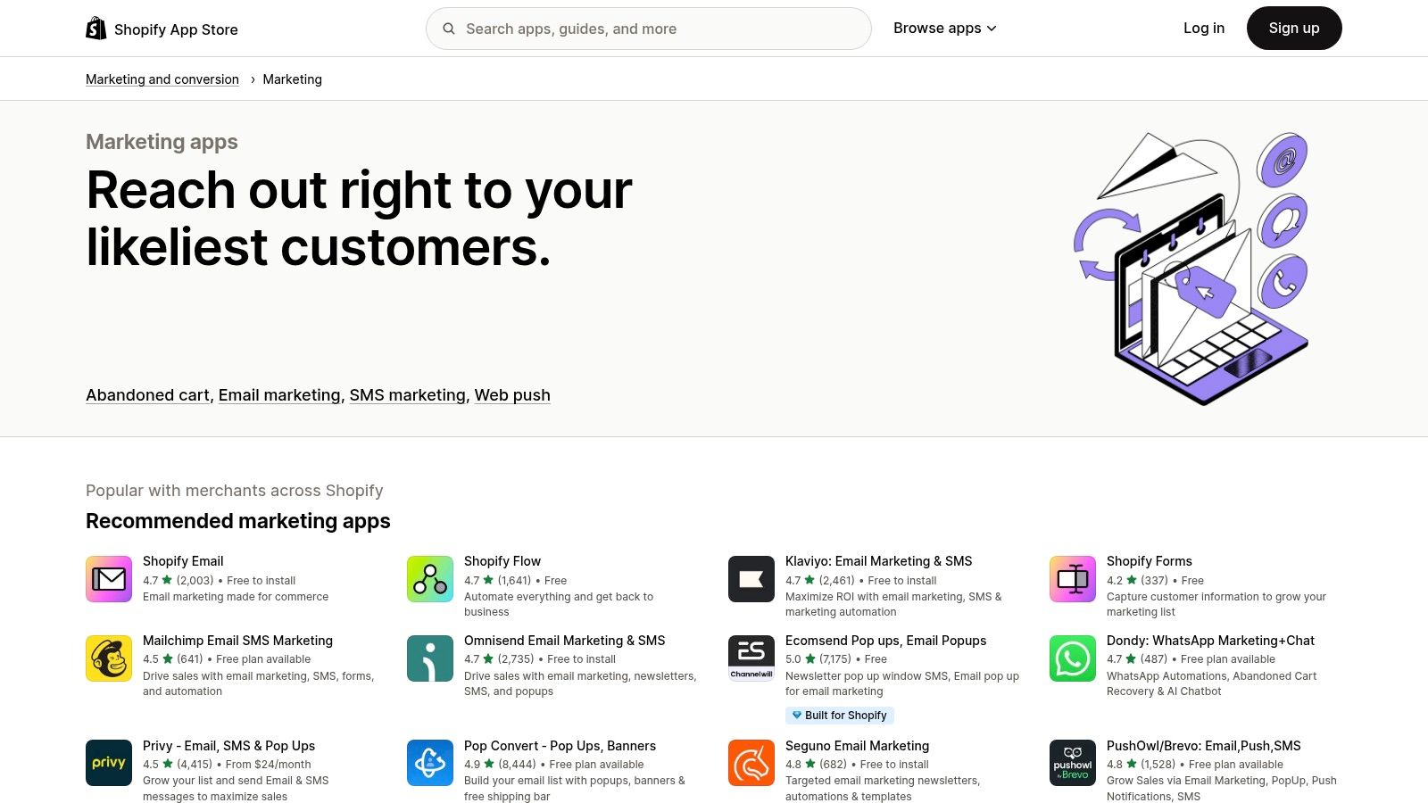 Shopify App Store – Marketing category