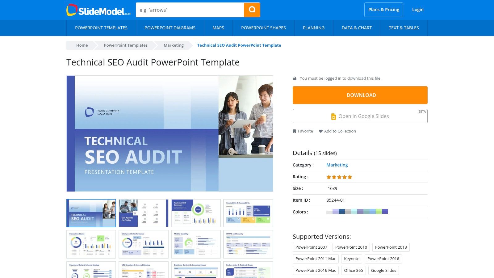 SlideModel – Technical SEO Audit PowerPoint template
