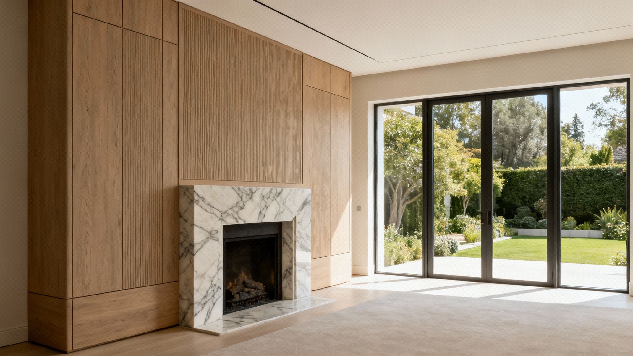 A stunning luxury home interior showcased through a virtual home tour on a tablet screen