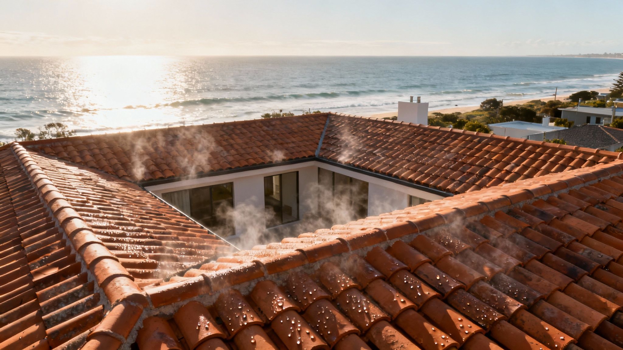 A well-ventilated roof with a modern ventilator installed, showcasing a healthy home exterior.