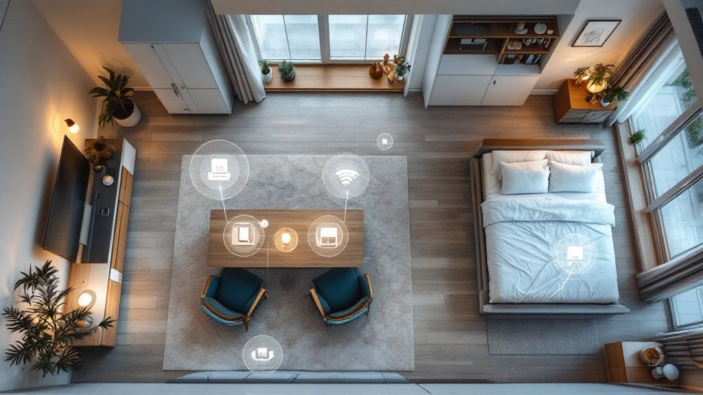 A person working on smart home installation