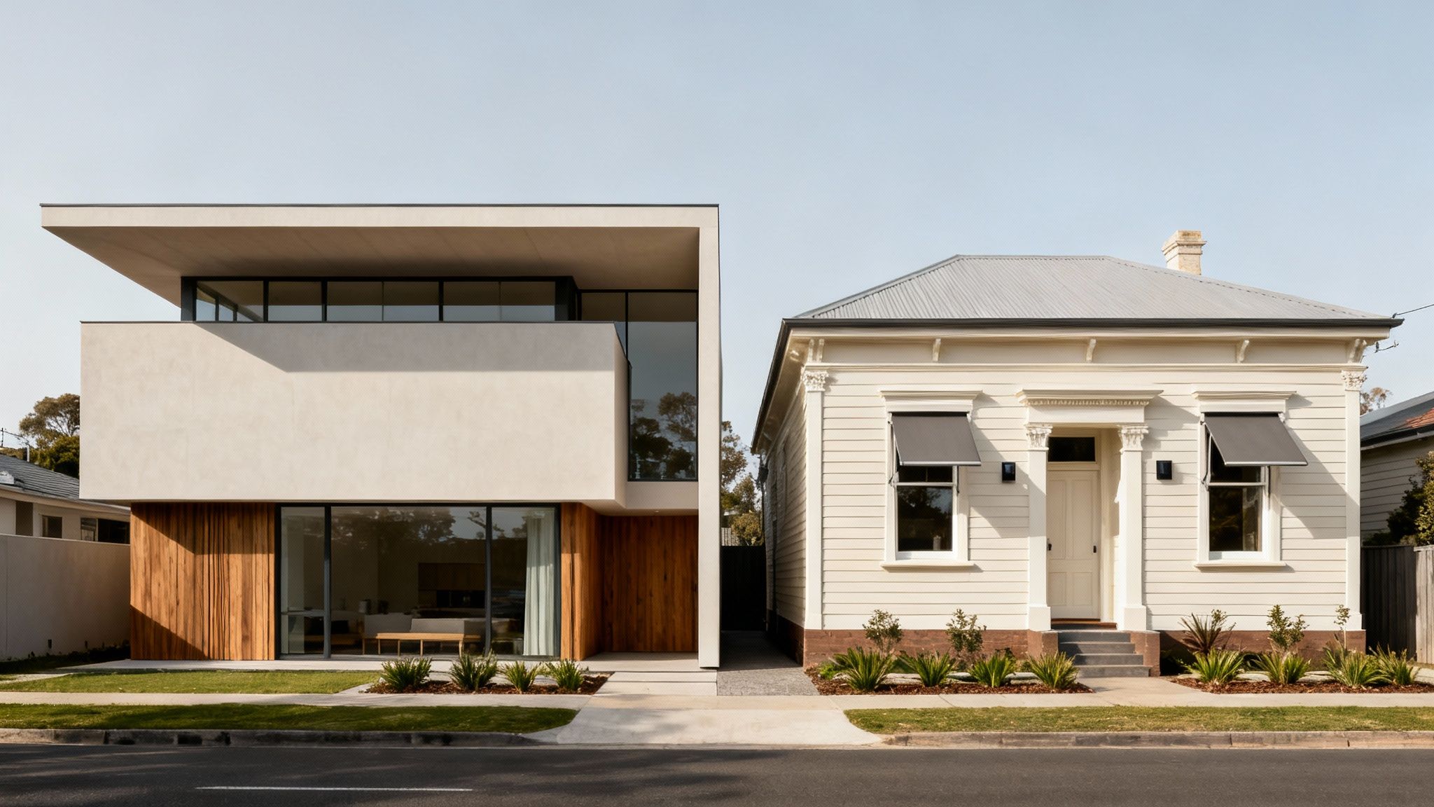 A custom passive home with unique architectural features.