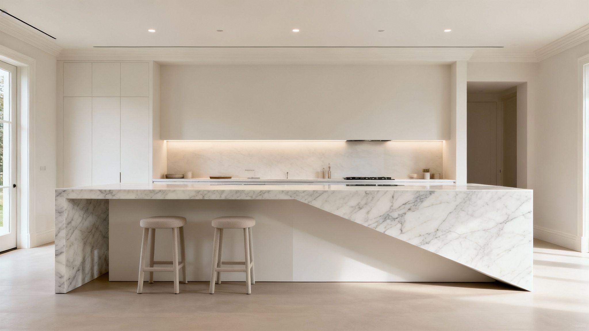 Waterfall Island with Natural Stone Edge