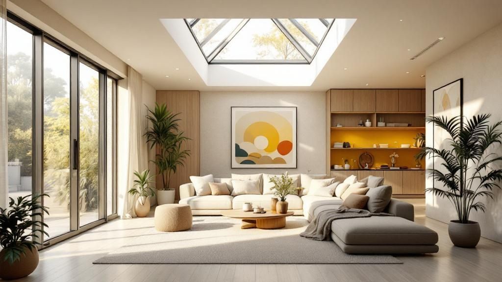 Skylight illuminating a room