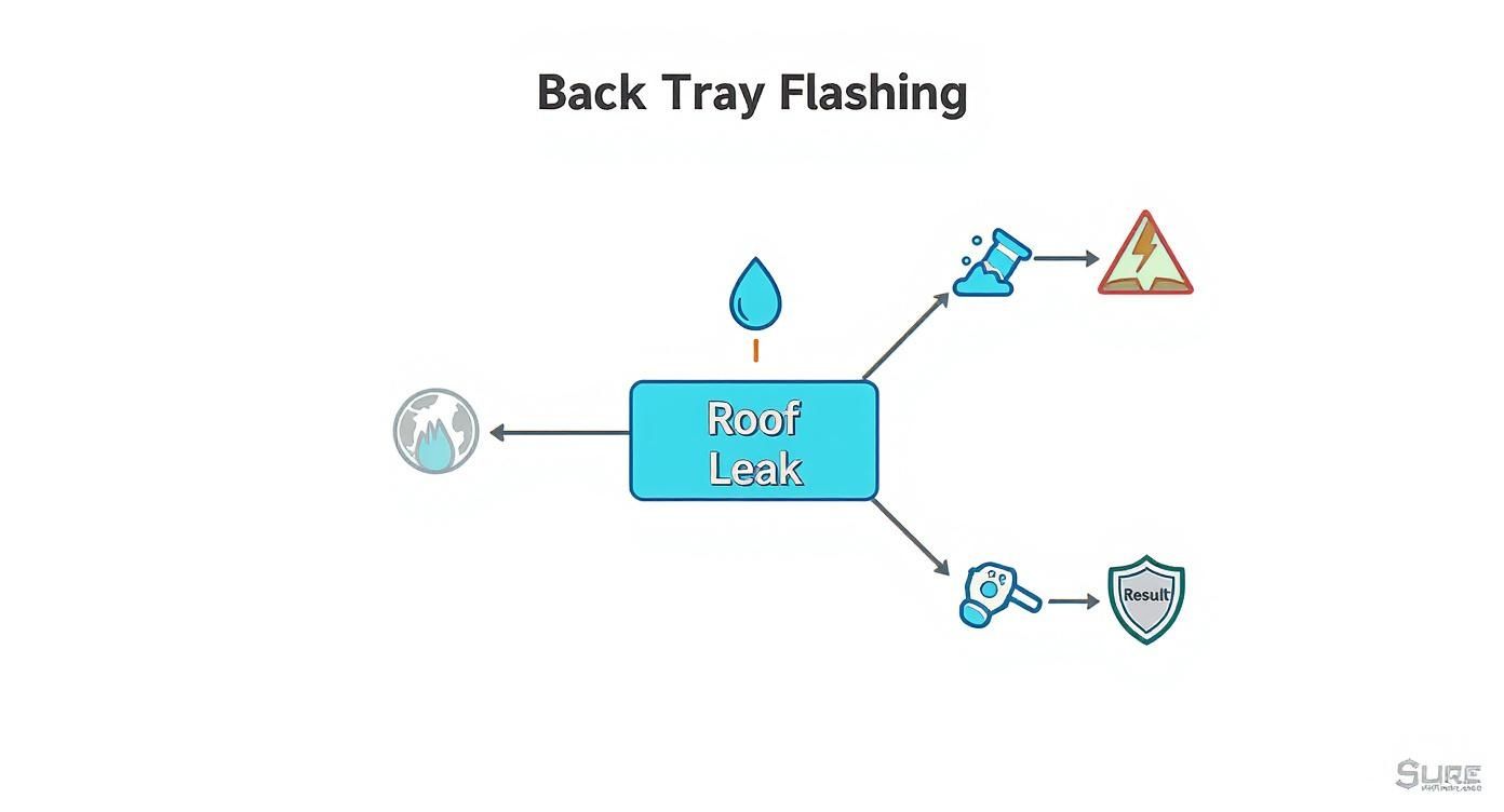 Infographic about back tray flashing