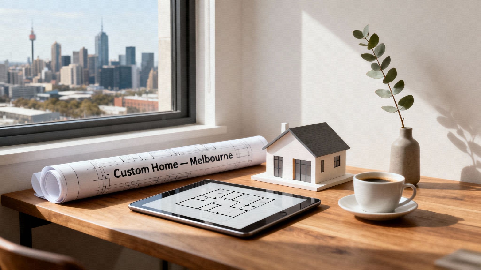 A modern, luxurious Melbourne home's exterior with a pool and outdoor living space