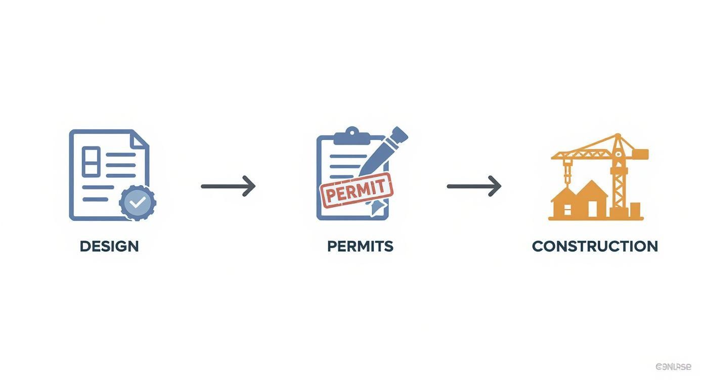 Infographic about procedure to build a house