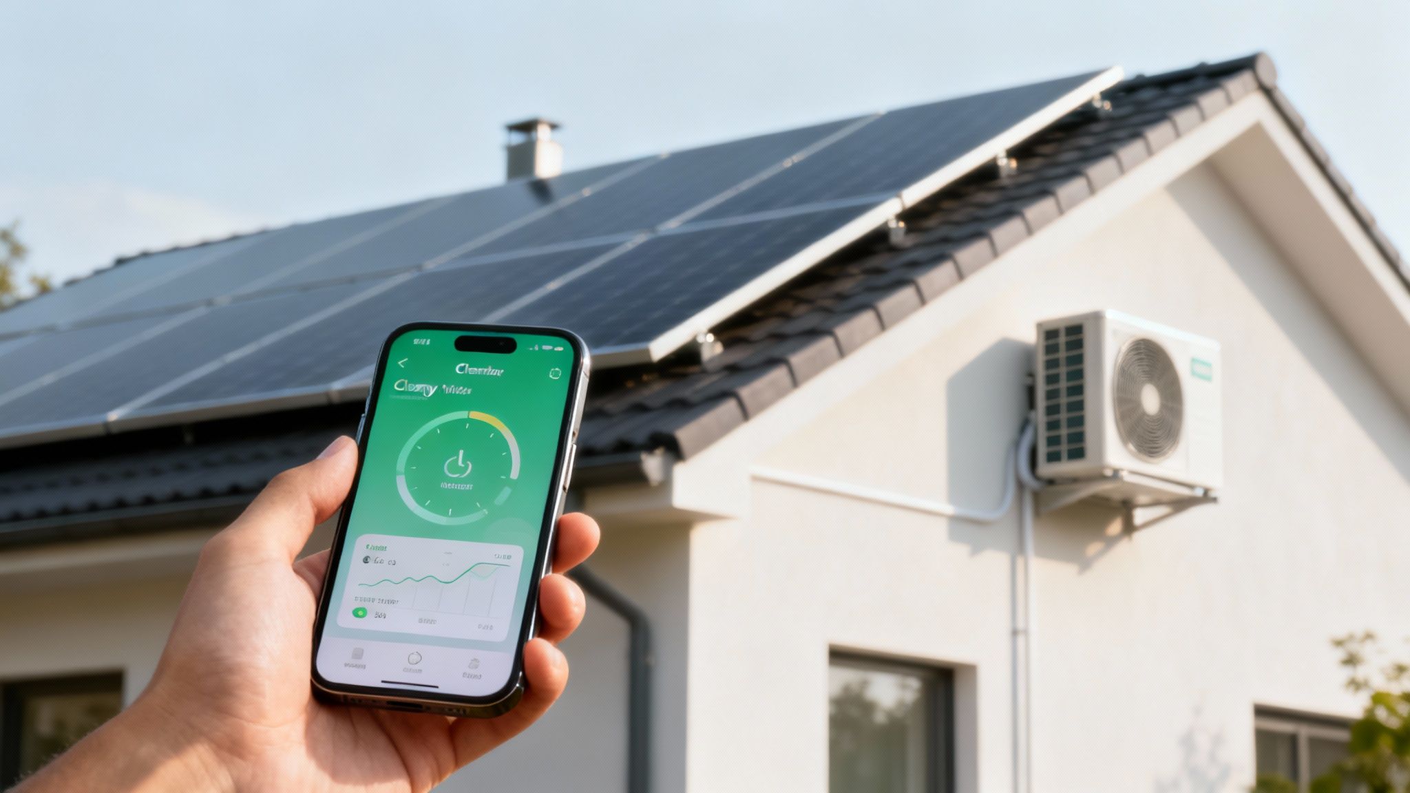 Smart home technology interface showing energy consumption.